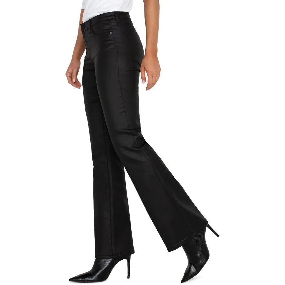 Liverpool Lucy Black Coated Bootcut Mid Rise Pant Capsule Stretch LM4000CBM